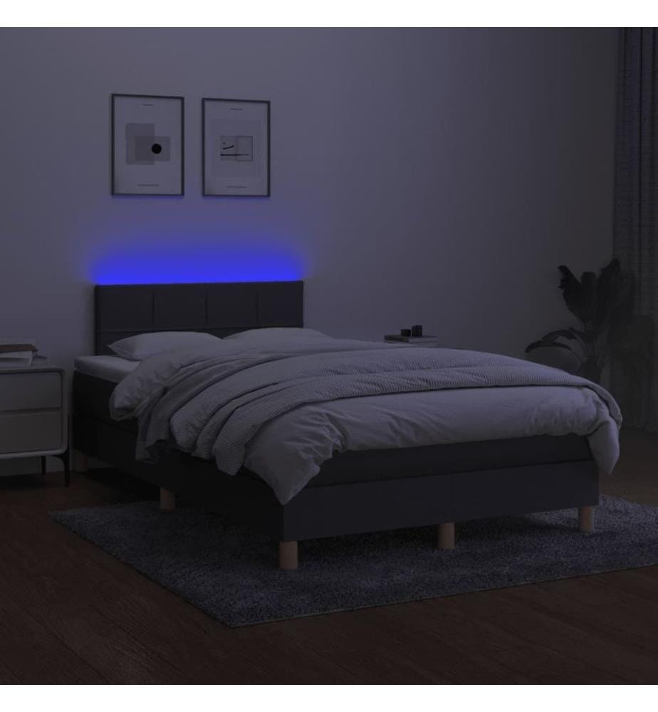 Boxspringbett mit Matratze & LED Dunkelgrau 120x190 cm Stoff