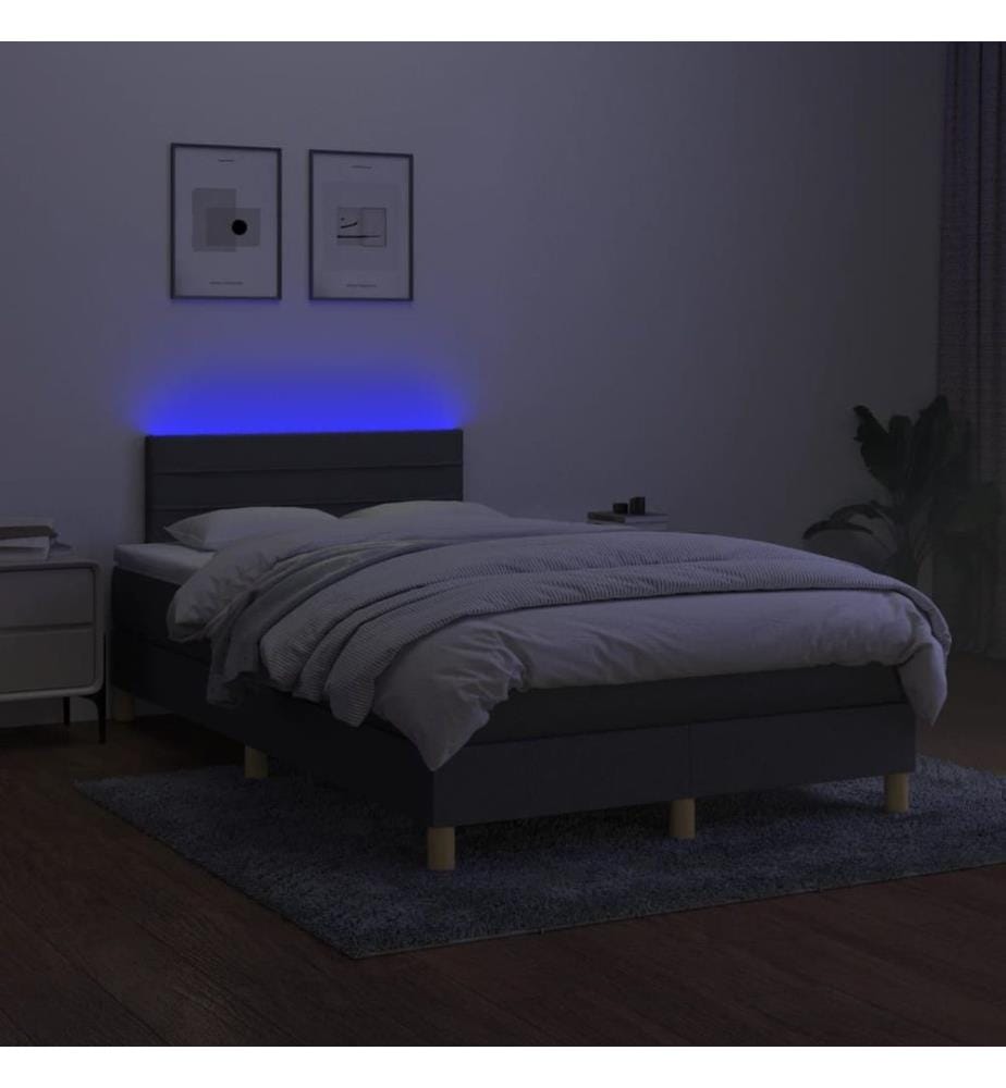 Boxspringbett mit Matratze & LED Dunkelgrau 120x190 cm Stoff