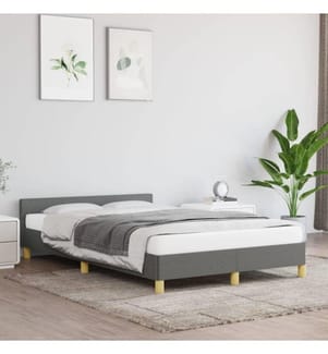 Bettgestell mit Kopfteil Dunkelgrau 120x200 cm Stoff