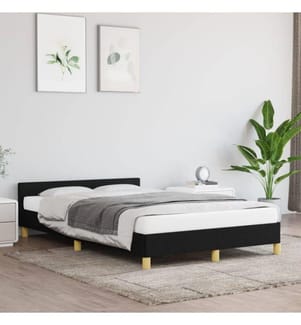 Bettgestell mit Kopfteil Schwarz 120x200 cm Stoff
