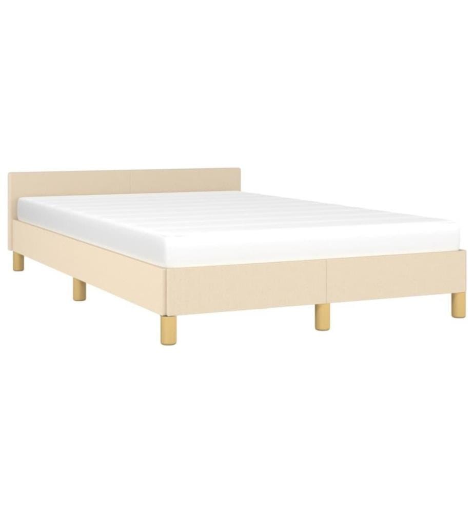 Bettgestell mit Kopfteil Creme 120x200 cm Stoff
