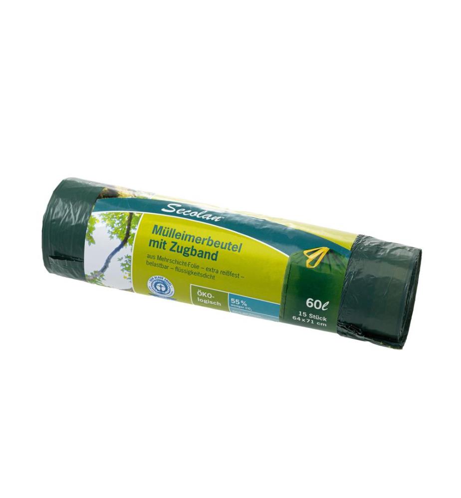 HAUSHALTSWARE - Sacs poubelle pRolle 60 l, 15 Pièce/s, Vert
