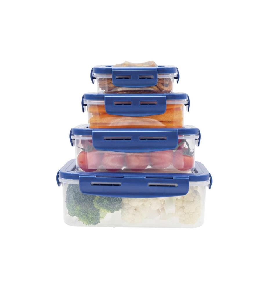MEDIASHOP - Boîte à provisions Flex & Fresh 4 pièces, 3.35 l, Bleu/Transparent