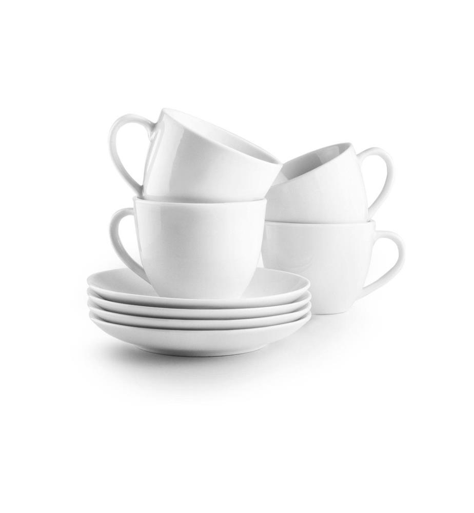 IBILI - Set de tasses avec soucoupe Castilla 310 ml, 4 Pièce/s, Blanc