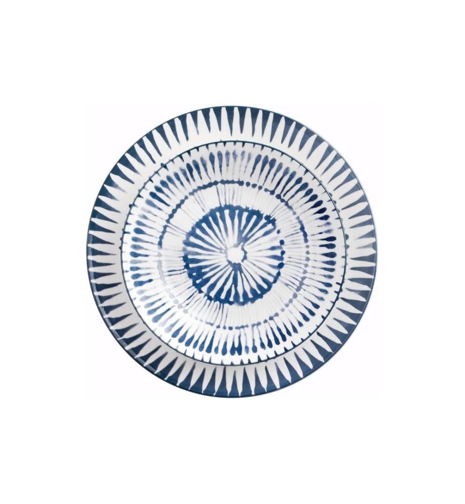 IBILI - Teller-Set Zeeland 26.8-20-19.2 cm 12 Stück, Blau/Weiss