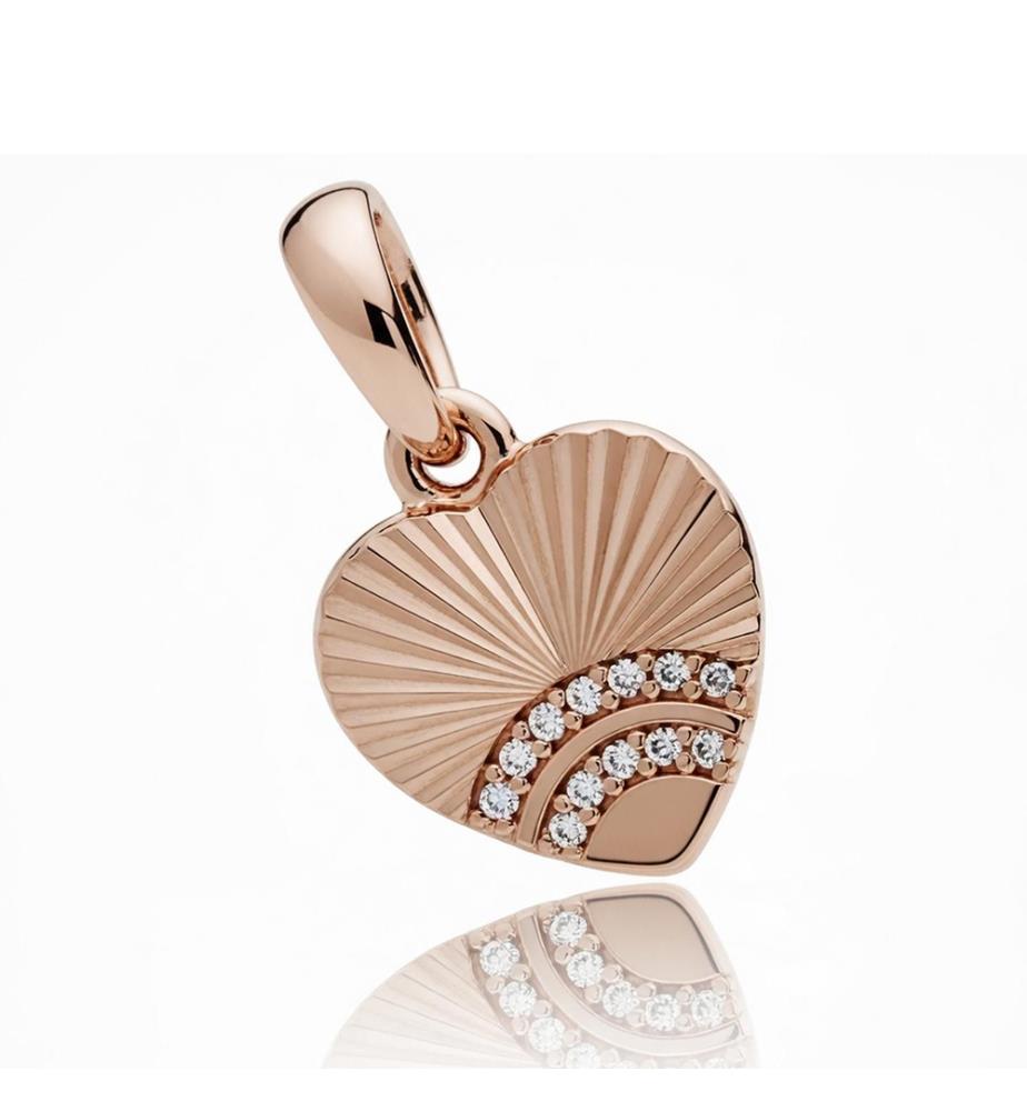 14K Rose Gold Plated Heart Charm - Rose Gold