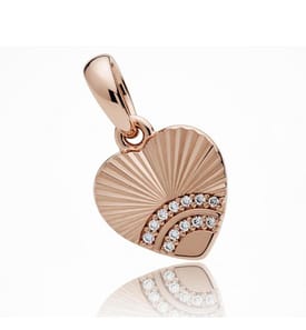 14K Rose Gold Plated Heart Charm - Rose Gold