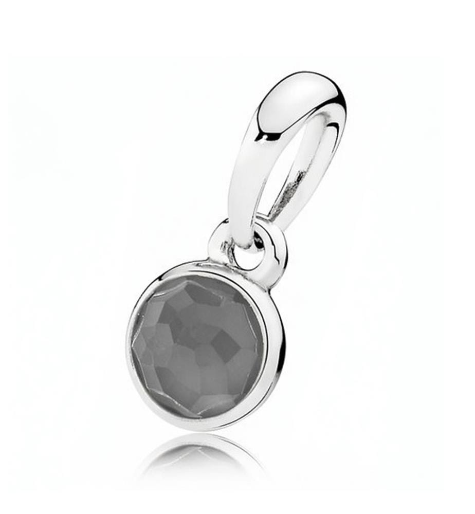 Charme Pendantif June Droplet Pierre de Lune Grise - Silver and Grey