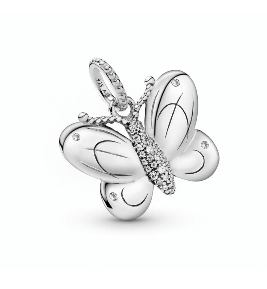 Charm Butterfly Pave Pendants - Silver plated