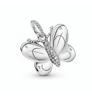 Charm Butterfly Pave Pendants - Silver plated