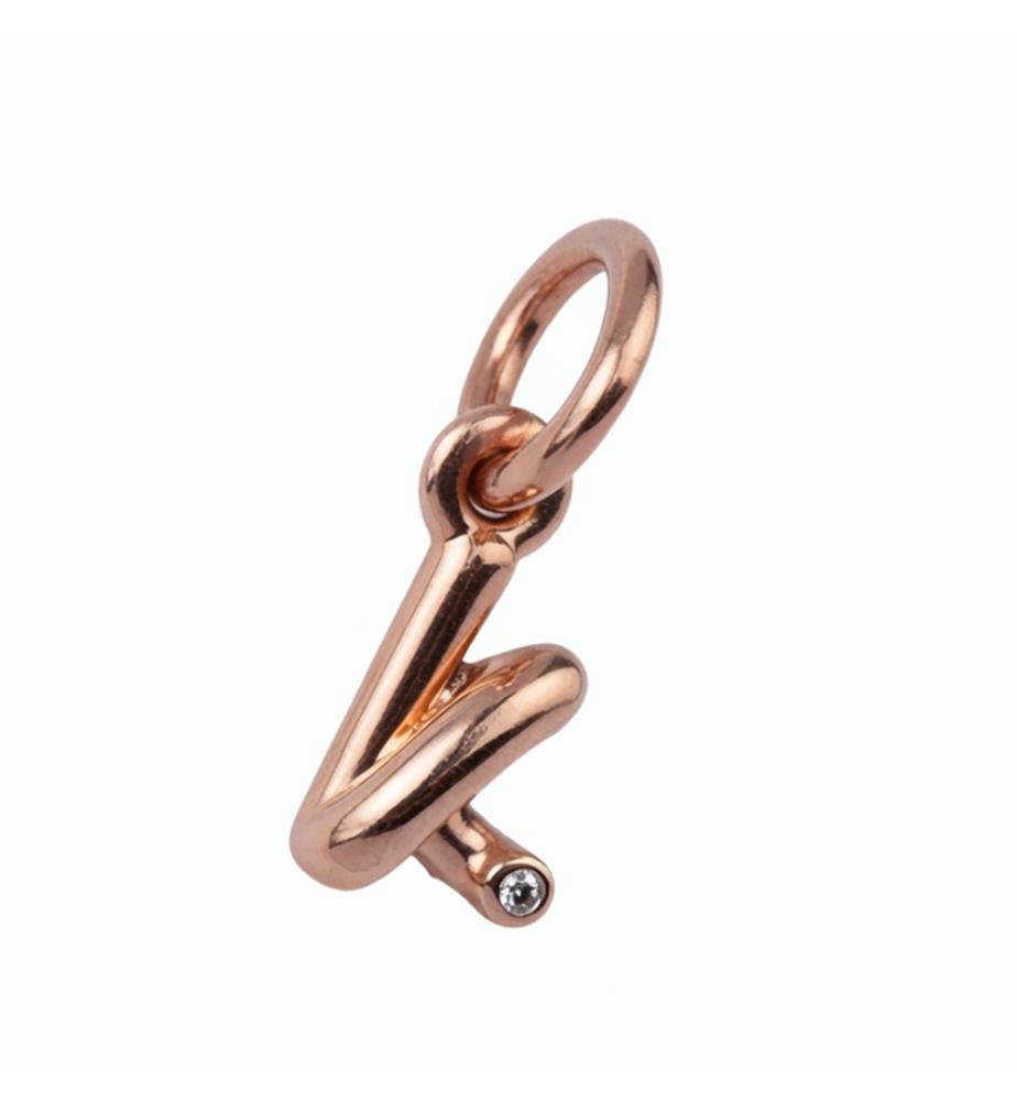 Charme Letter K Zirconia - Rose Gold