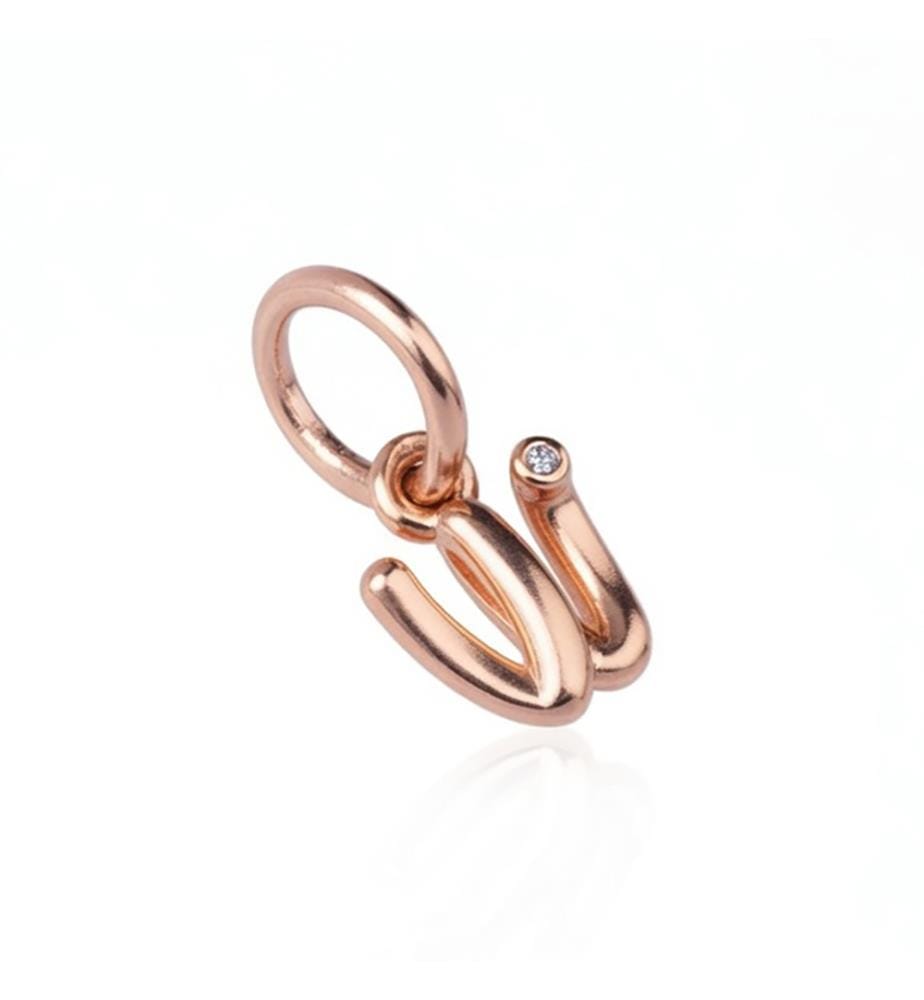 Charme Letter W Zirconia - Rose Gold