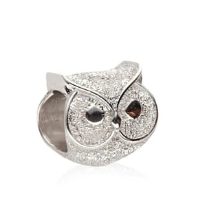 Textured Owl Mini Charm - Silver