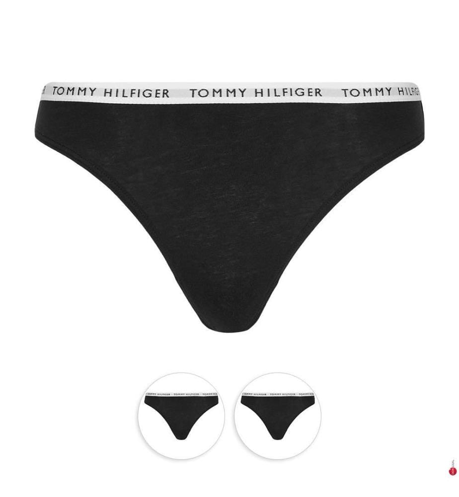 GIFT - Lot de 3 Strings pour femme à ceinture à motif logo - Noir