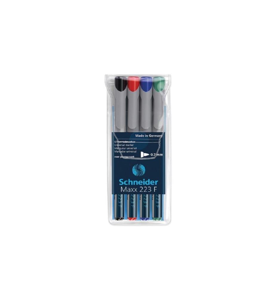 SCHNEIDER - Marqueur indélébile OHP Maxx Assorti, F, 4 pièces