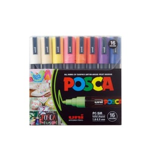 UNI - Marqueur indélébile POSCA 1.8 - 2.5 mm, 16 pièces