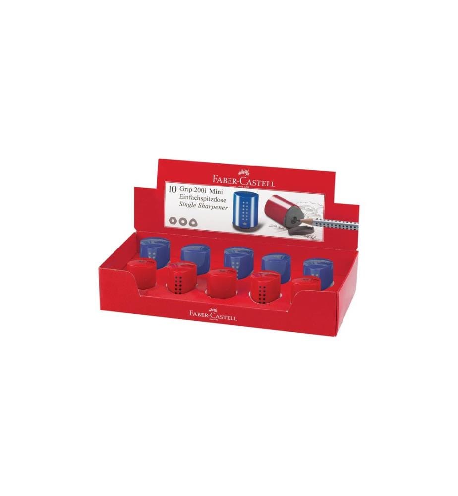Faber-Castell Taille-crayon Grip 2001 Mini 10 pièces, Bleu et Rouge