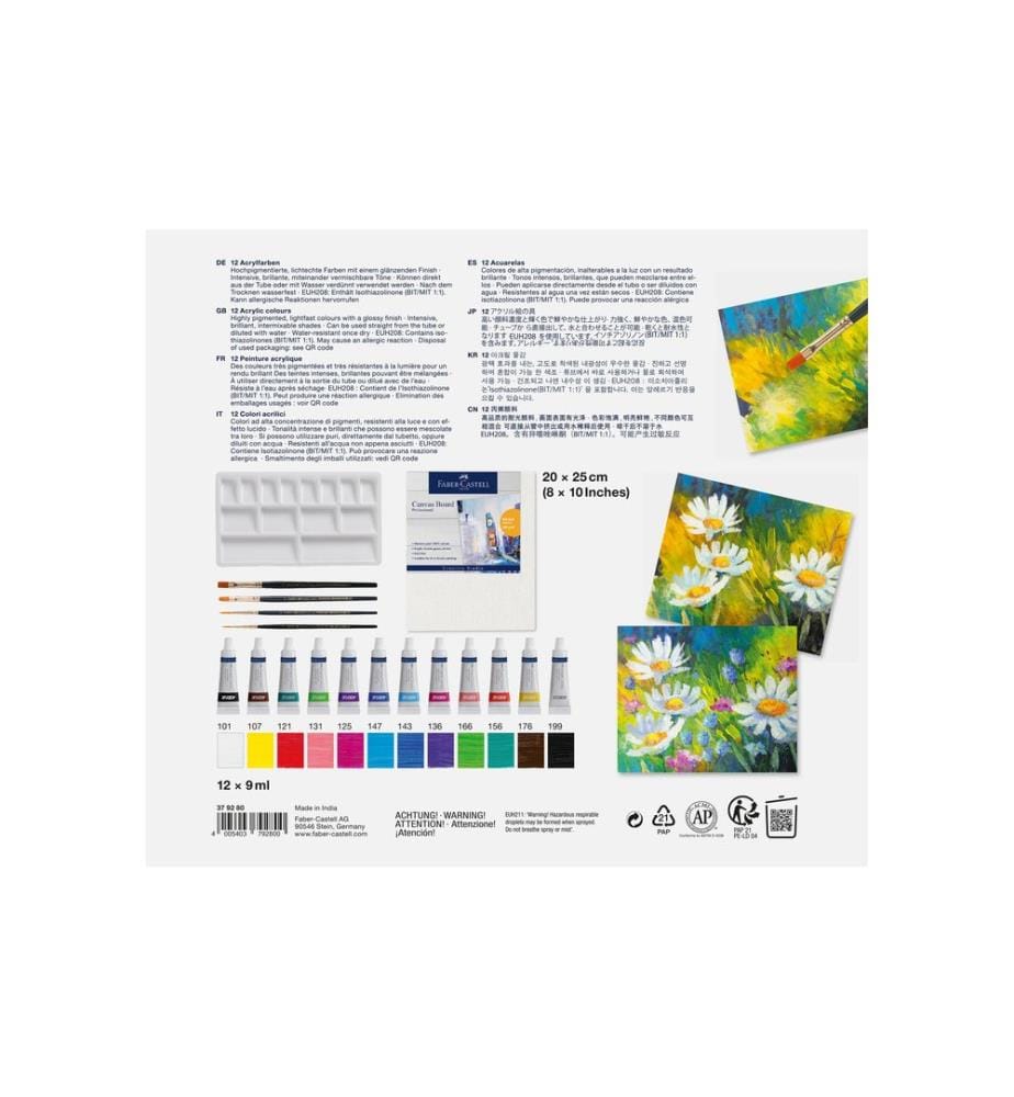 Faber-Castell Peinture acrylique 12 x 9 ml, Set de 18