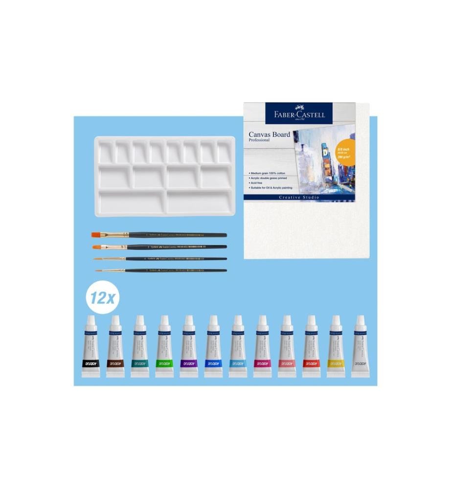 Faber-Castell Peinture acrylique 12 x 9 ml, Set de 18