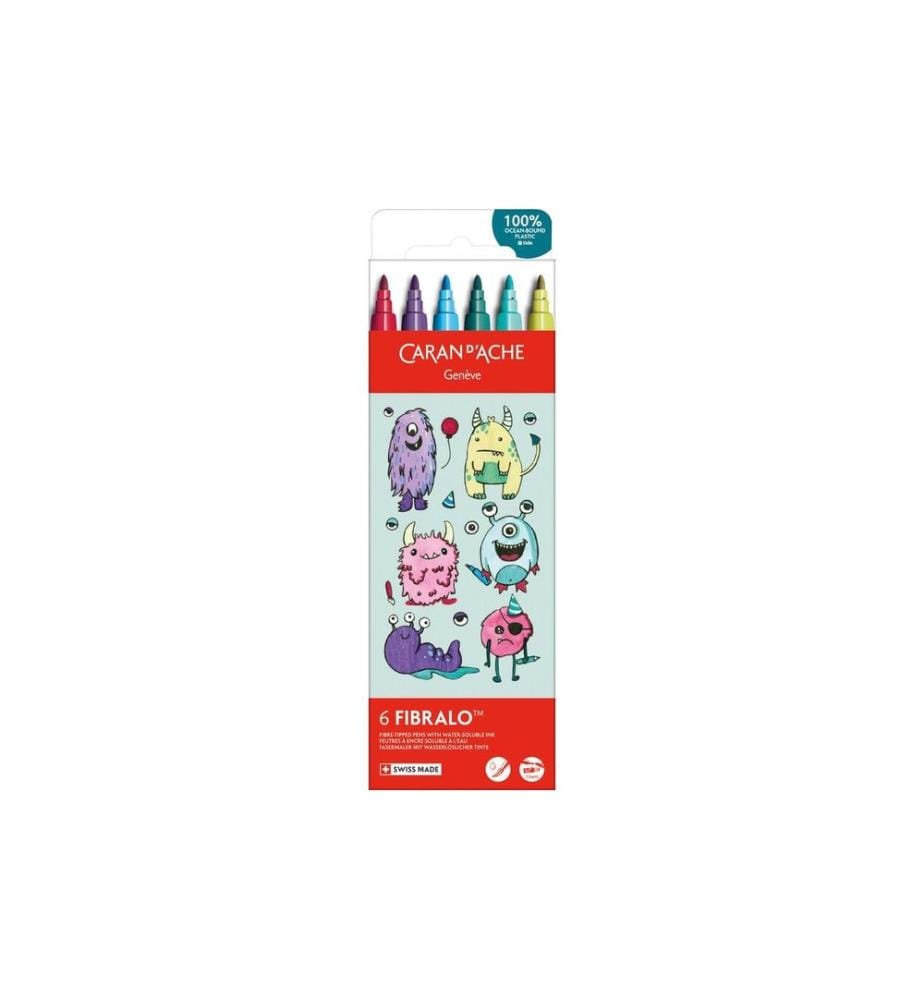 Caran d'Ache Crayon feutre Set Kawaii Fibralo Monsters avec 6 couleurs