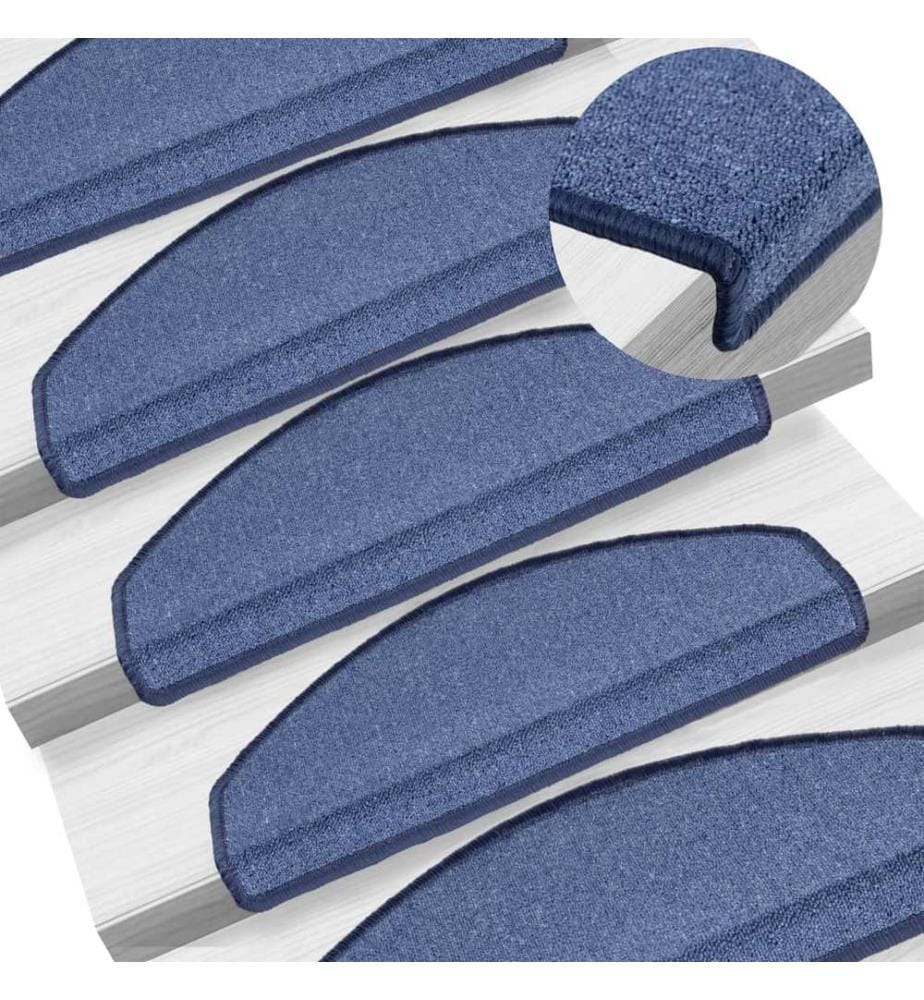 Tapis d'escalier 15 pcs Bleu 65x24x4 cm