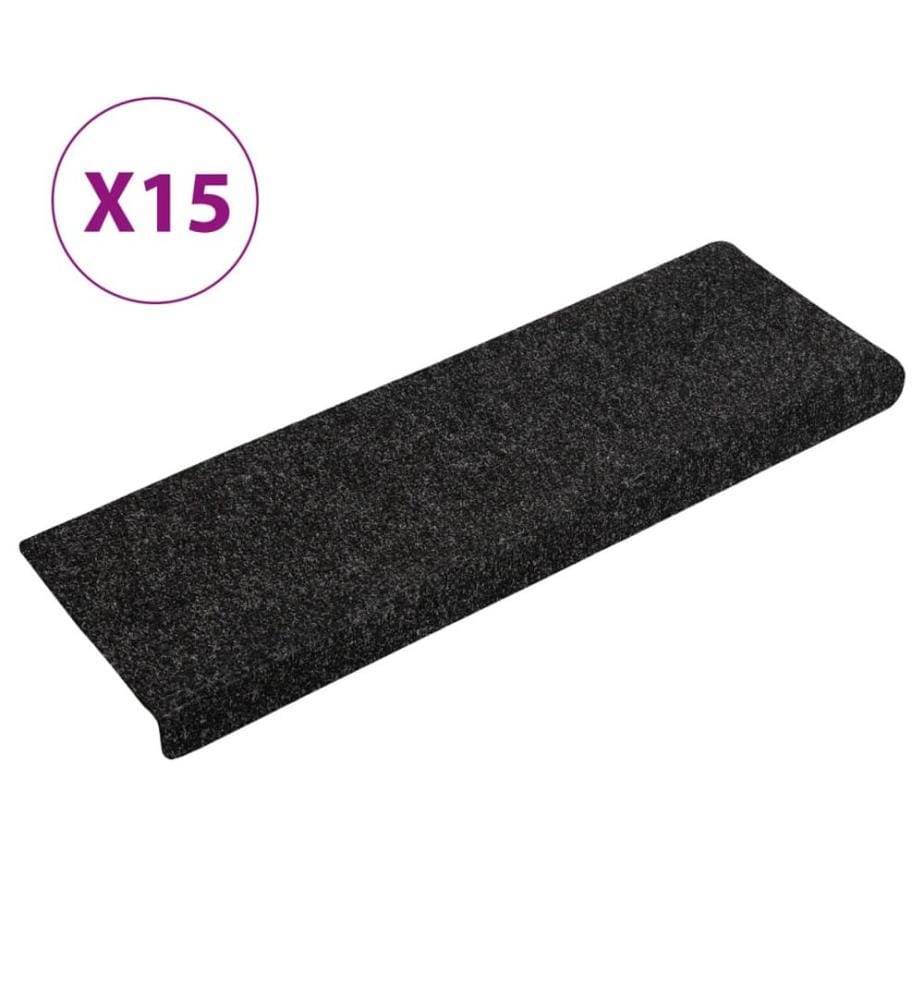 Stufenmatten Selbstklebend 15 Stk. 65x21x4 cm Schwarz Rechteckiger Rand