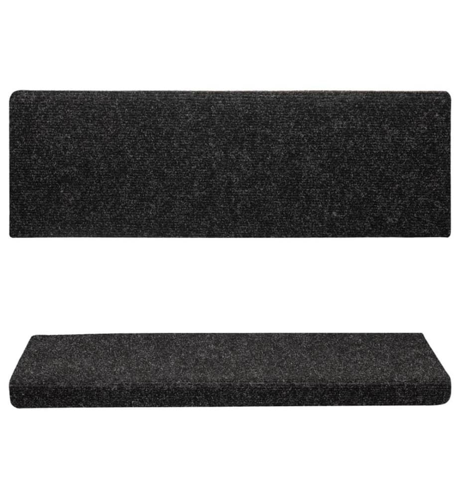Stufenmatten Selbstklebend 15 Stk. 65x21x4 cm Schwarz Rechteckiger Rand