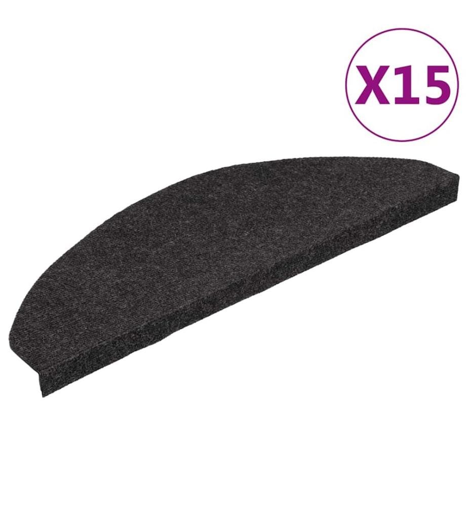 Tapis d'escalier autocollants 15 pcs 65x22,5x3,5 cm Noir