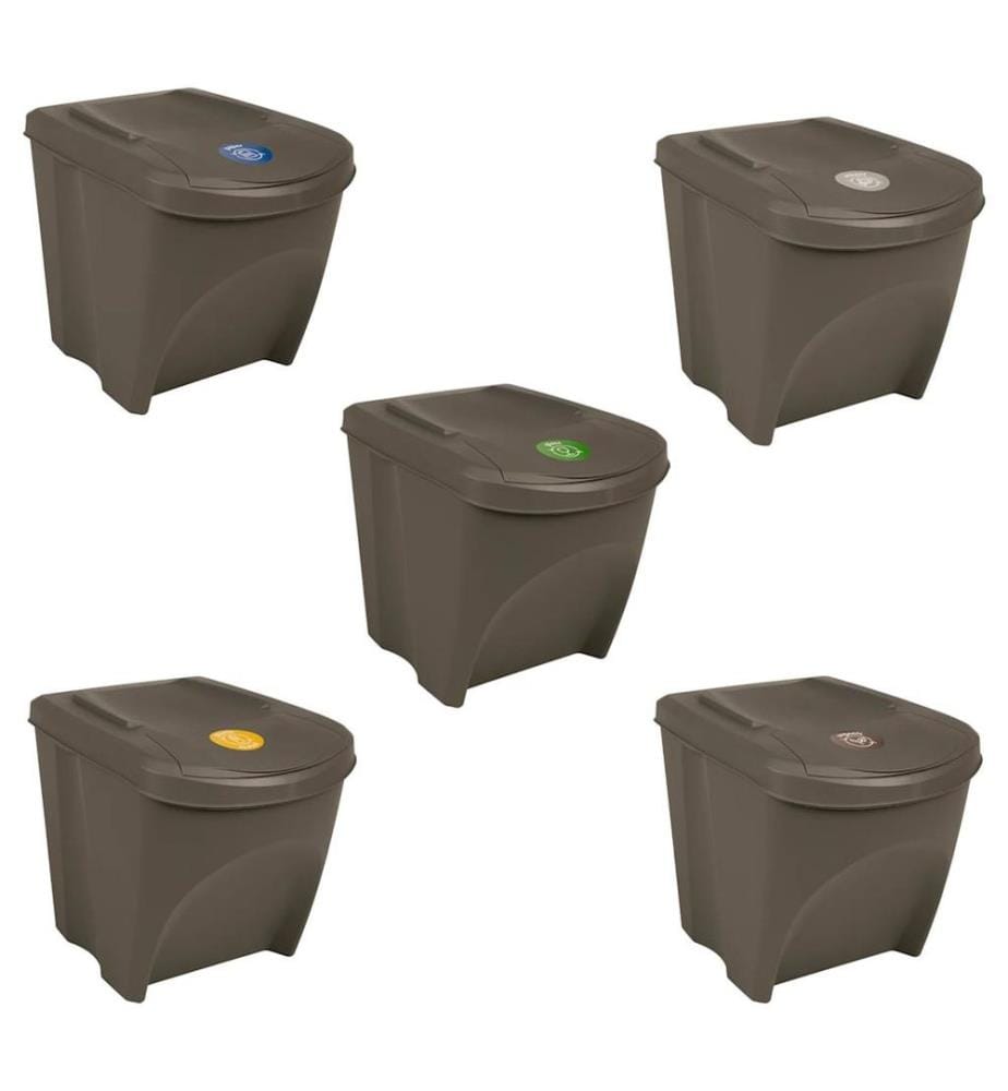 Poubelles à ordures empilables 3 pcs Gris 75 L Polypropylène