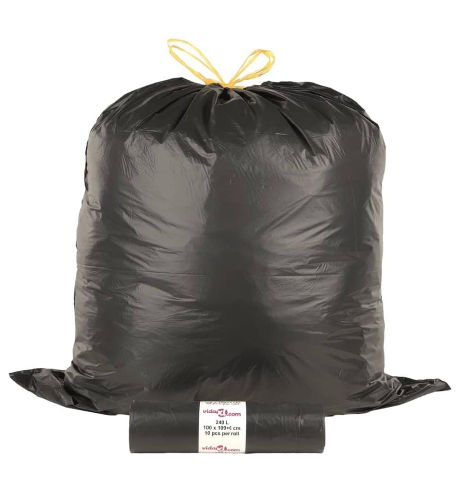 Müllsäcke mit Zugband 150 Stk. Schwarz 240 L