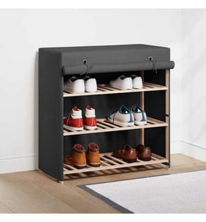 Schuhschrank mit Abdeckung Grau 79 x 40 x 80 cm Stoff