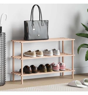 Schuhregal mit 3 Böden Massivholz Tanne
