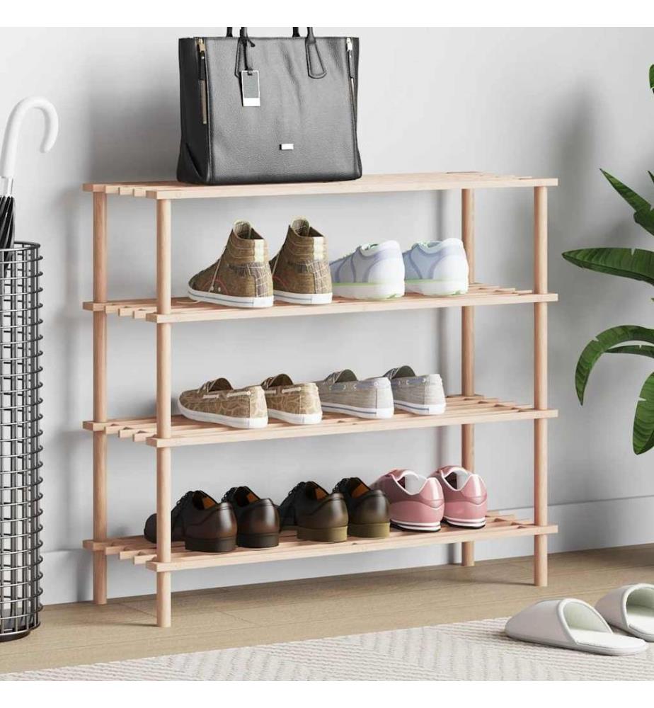 Schuhregal mit 4 Böden Massivholz Tanne