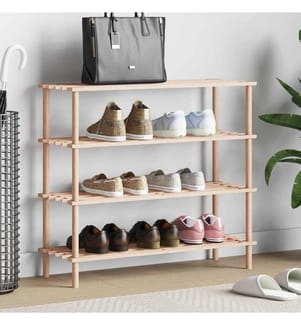 Schuhregal mit 4 Böden Massivholz Tanne