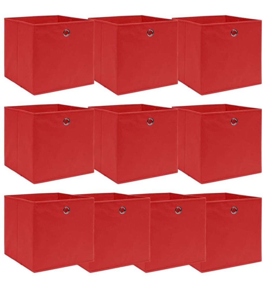 Aufbewahrungsboxen 10 Stk. Rot 32x32x32 cm Stoff