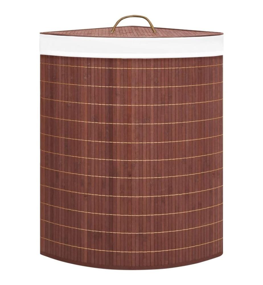 Panier à linge d'angle Bambou Marron 60 L