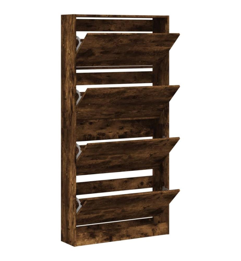 Schuhschrank mit 4 Klappen Räuchereiche 80x21x163,5 cm