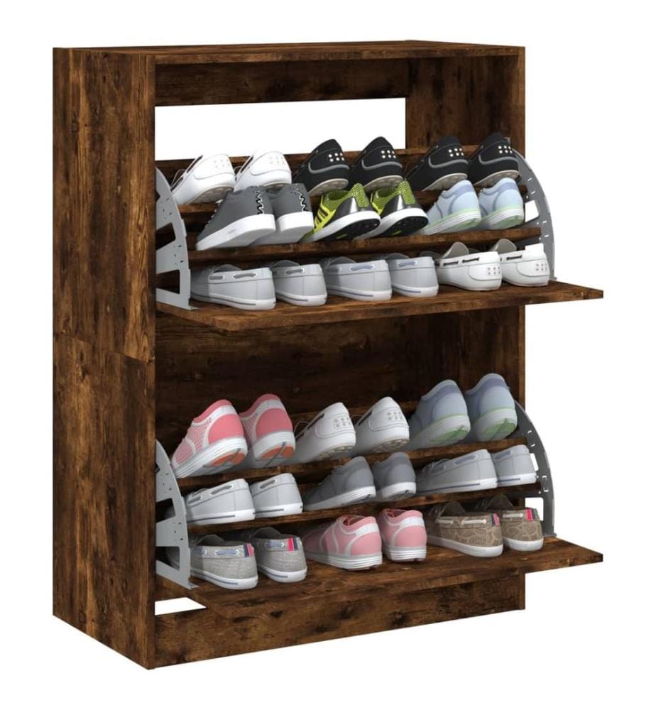 Schuhschrank mit 2 Klappen Räuchereiche 80x42x108 cm