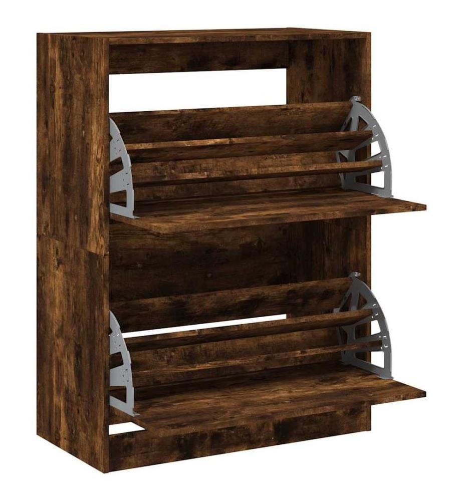 Schuhschrank mit 2 Klappen Räuchereiche 80x42x108 cm