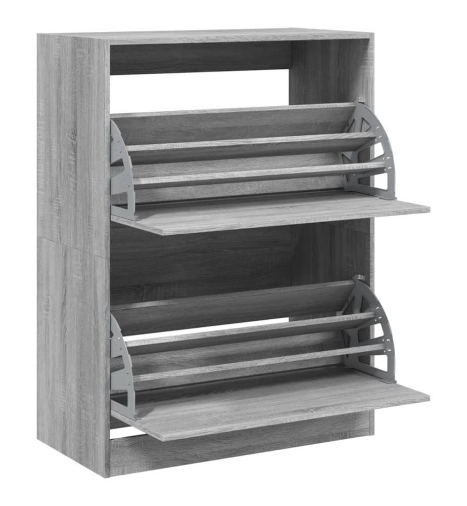 Schuhschrank mit 2 Klappen Grau Sonoma 80x42x108 cm