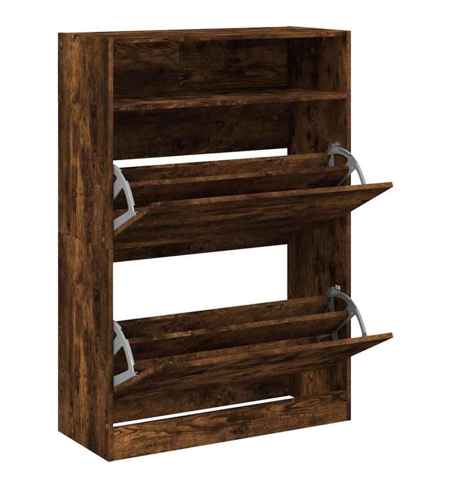 Schuhschrank mit 2 Klappen Räuchereiche 80x34x116 cm