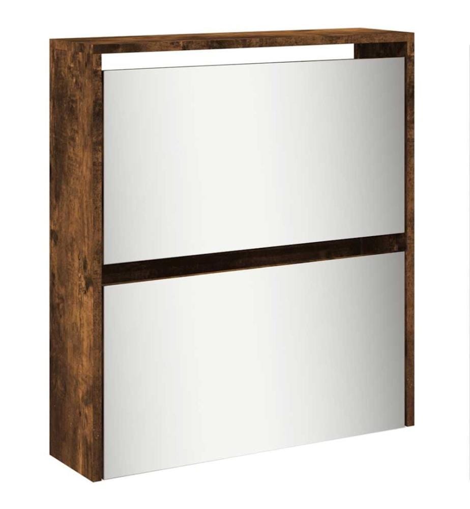 Schuhschrank mit Spiegel 5 Fächer Räuchereiche 63x17x169,5 cm