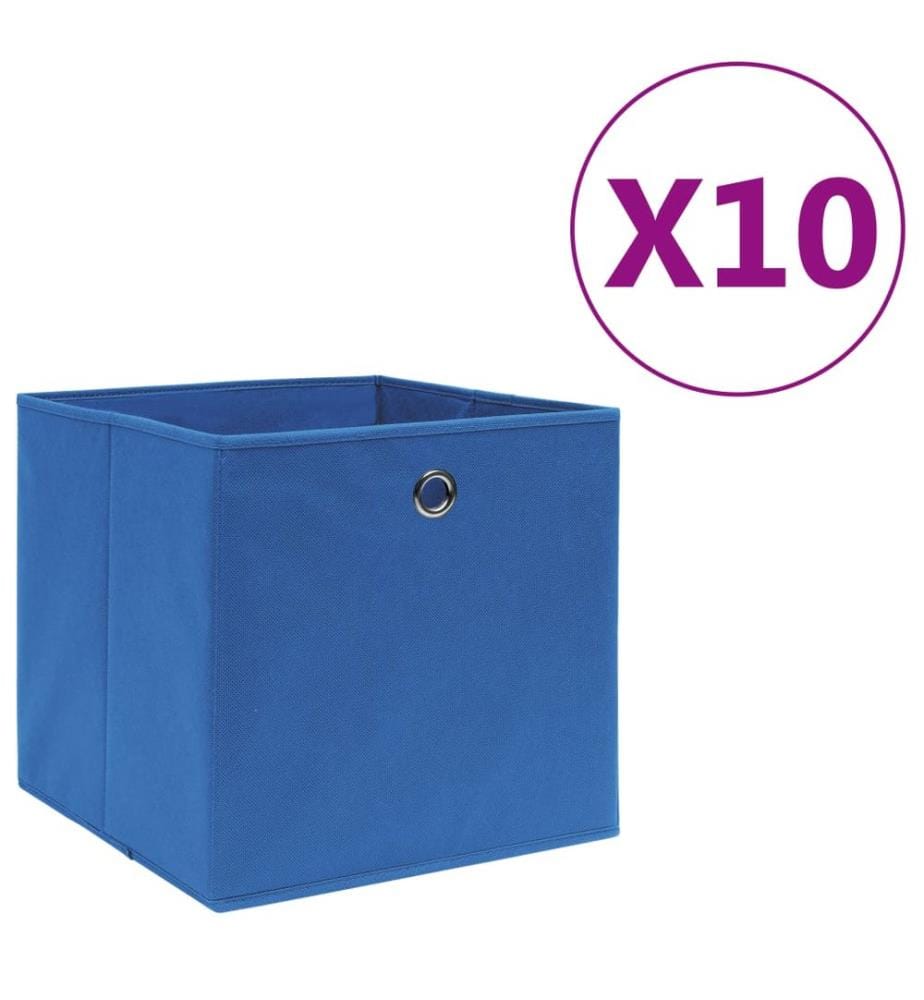 Aufbewahrungsboxen 10 Stk. Vliesstoff 28x28x28 cm Blau