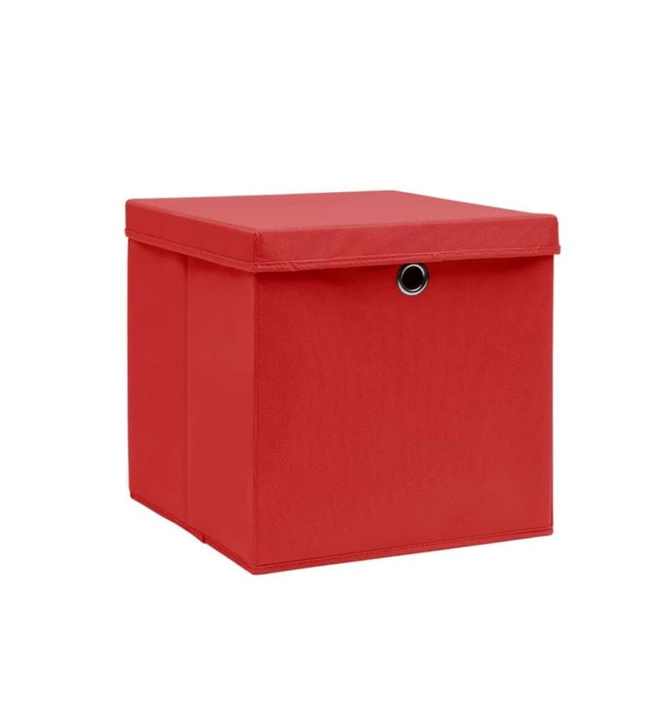Aufbewahrungsboxen mit Deckeln 10 Stk. 28x28x28 cm Rot