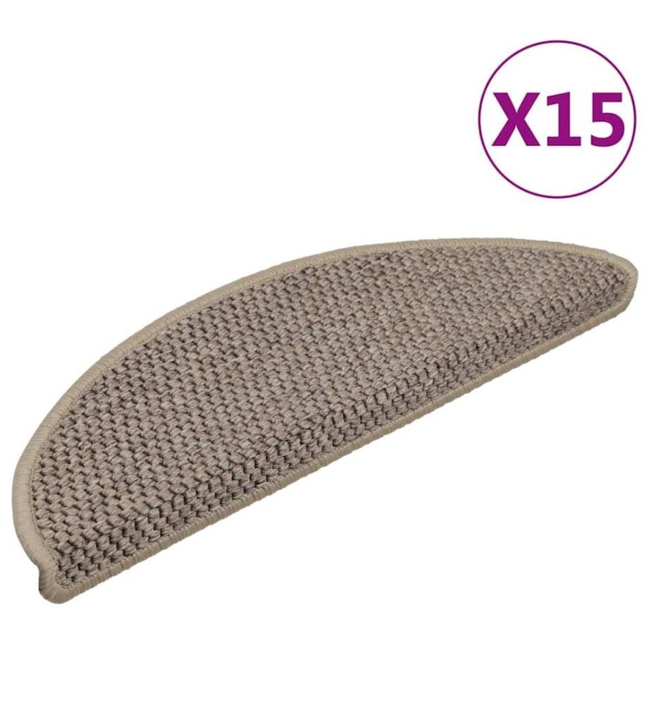 Tapis d'escalier autocollants 15 pcs 56x17x3 cm Beige foncé