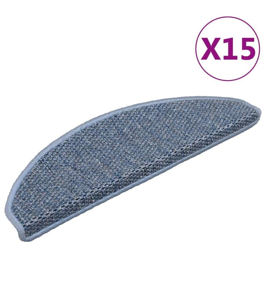 Treppenmatten Selbstklebend Sisal-Optik 15 Stk. 65x21x4 cm Blau