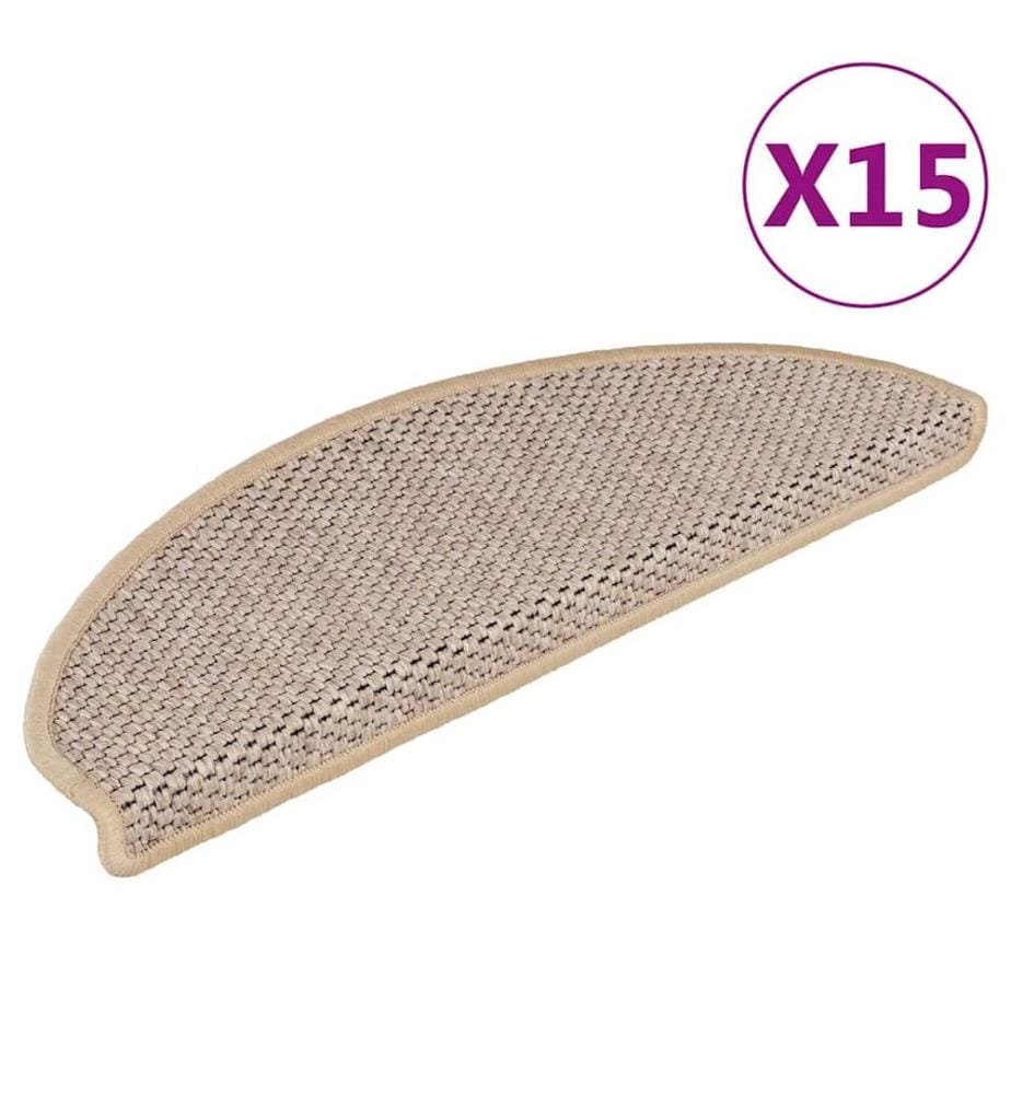 Treppenmatten Selbstklebend Sisal 15 Stk. 65x21x4 cm Hellbeige