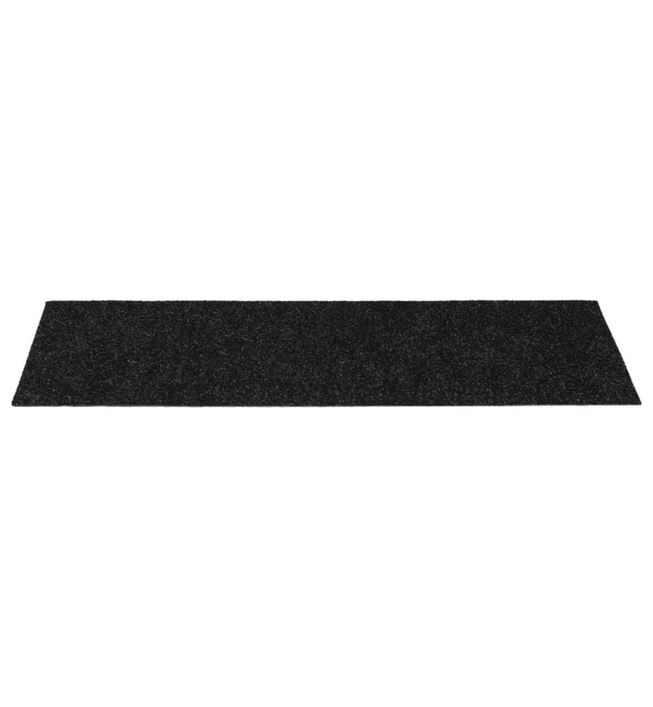 Tapis d'escalier autocollants 15 pièces 60 x 25 cm Noir Rectangulaire