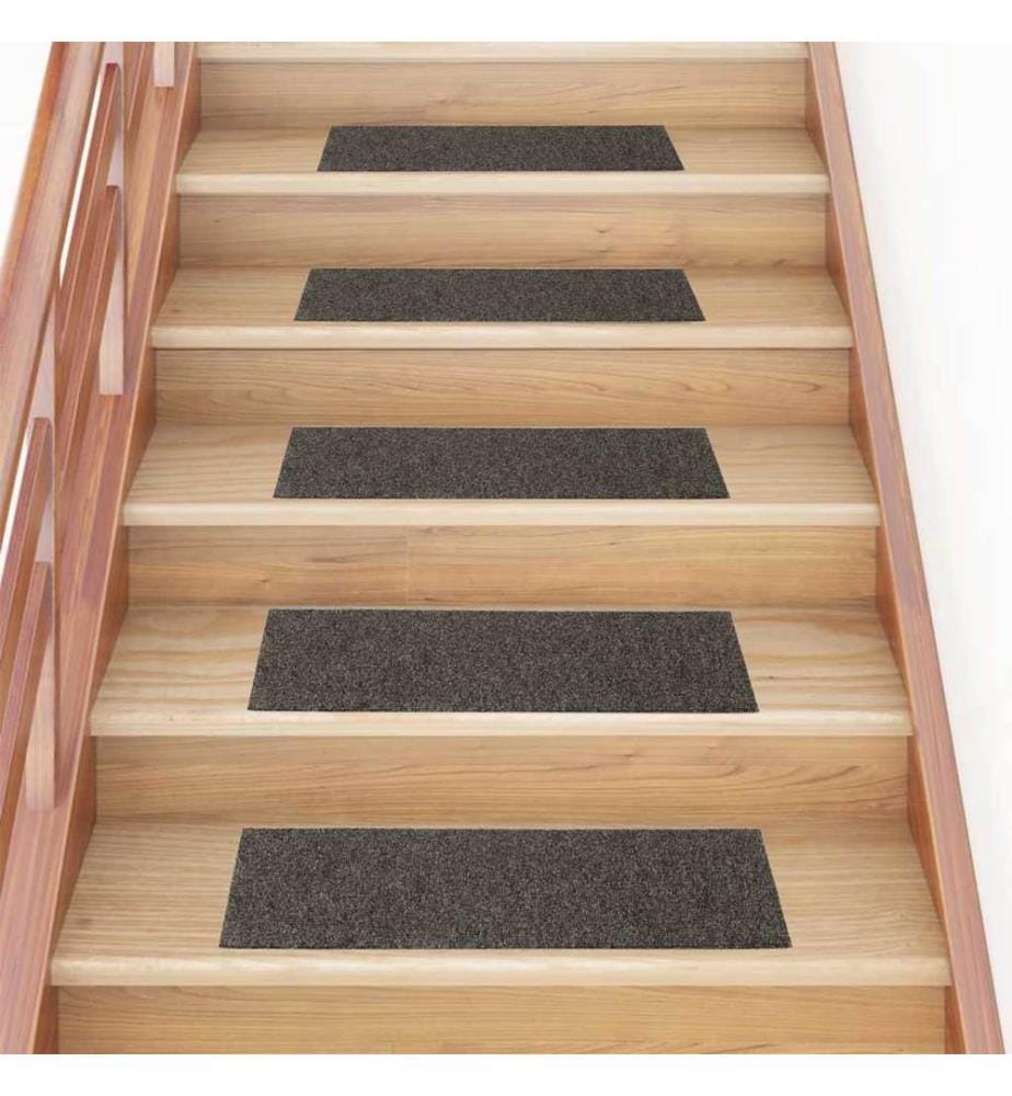 Tapis d'escalier autocollants 15 pièces 76 x 20 cm Anthracite Rectangulaire