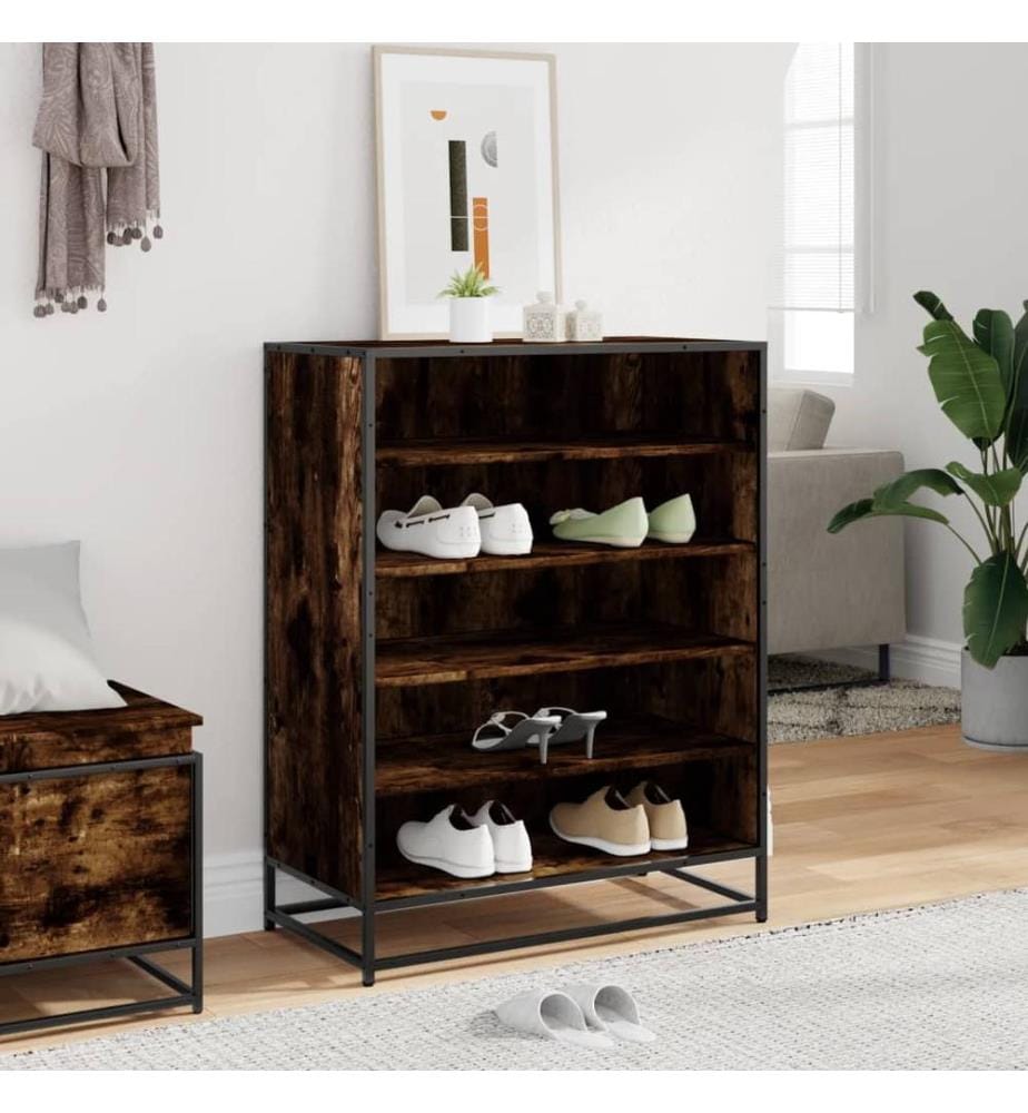 Schuhschrank Räuchereiche 75x38x97,5 cm Holzwerkstoff Metall
